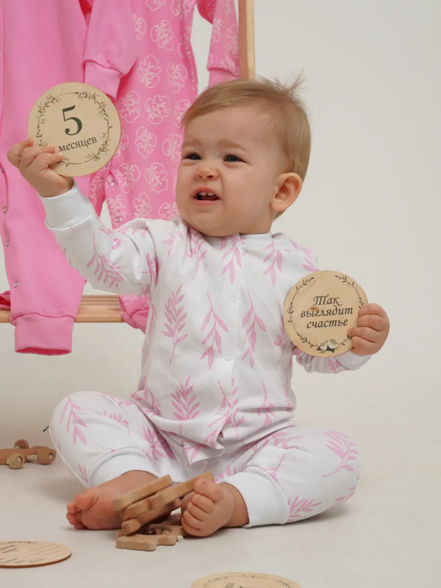 Комбинезон 3 шт Супер Пупс нбр/3пр/ком/сл/SK18розовыйлисточкиветочки - фото 13