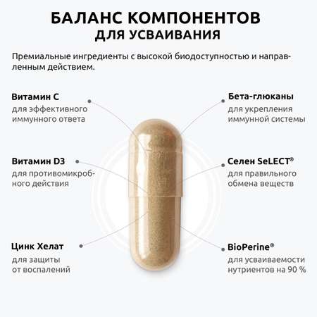 Витамины для иммунитета UltraBalance IMMUNO ACTIVE витаминный комплекс мультивитамины для взрослых 60 капсул