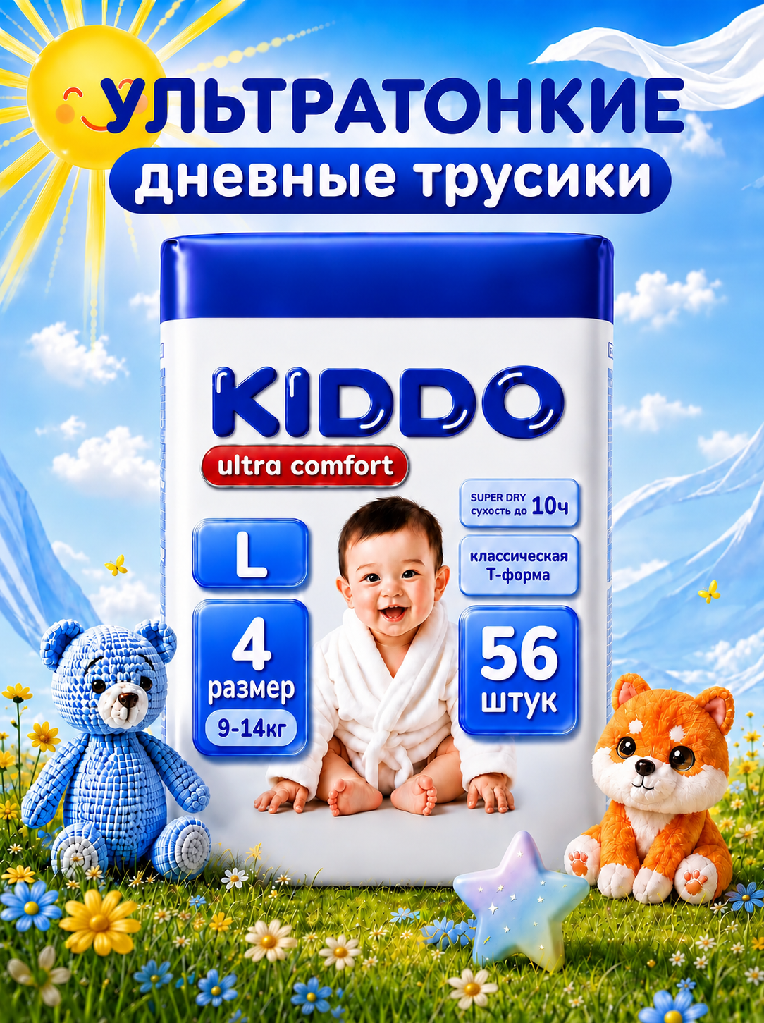 Трусики Kiddo Ultra Comfort L (9-14 кг) 56 шт. - фото 1