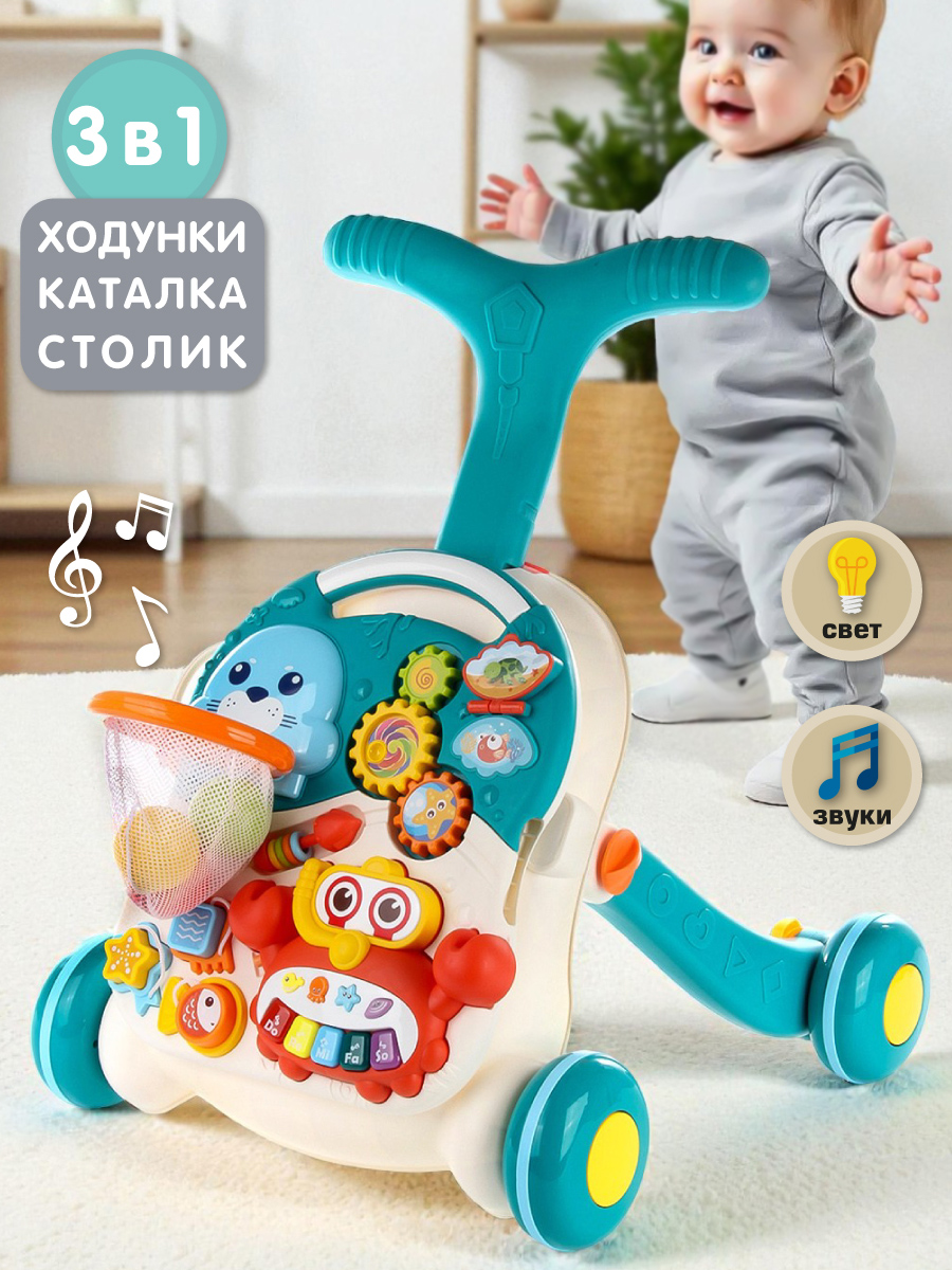 Ходунки Veld Co с ручкой бирюзовый - фото 1