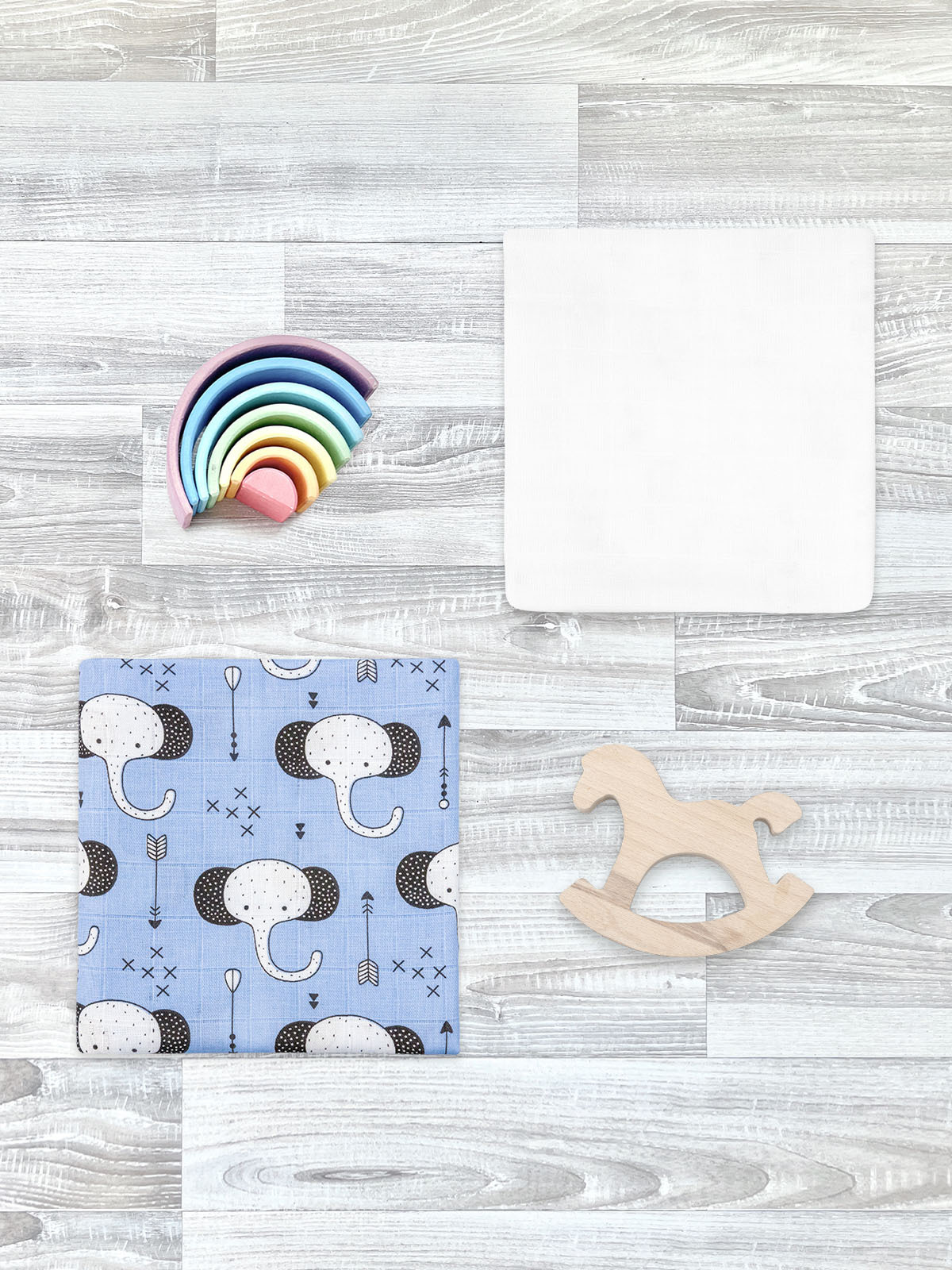 Пелёнка Mjolk Слоники/White муслин 2 шт. - фото 3