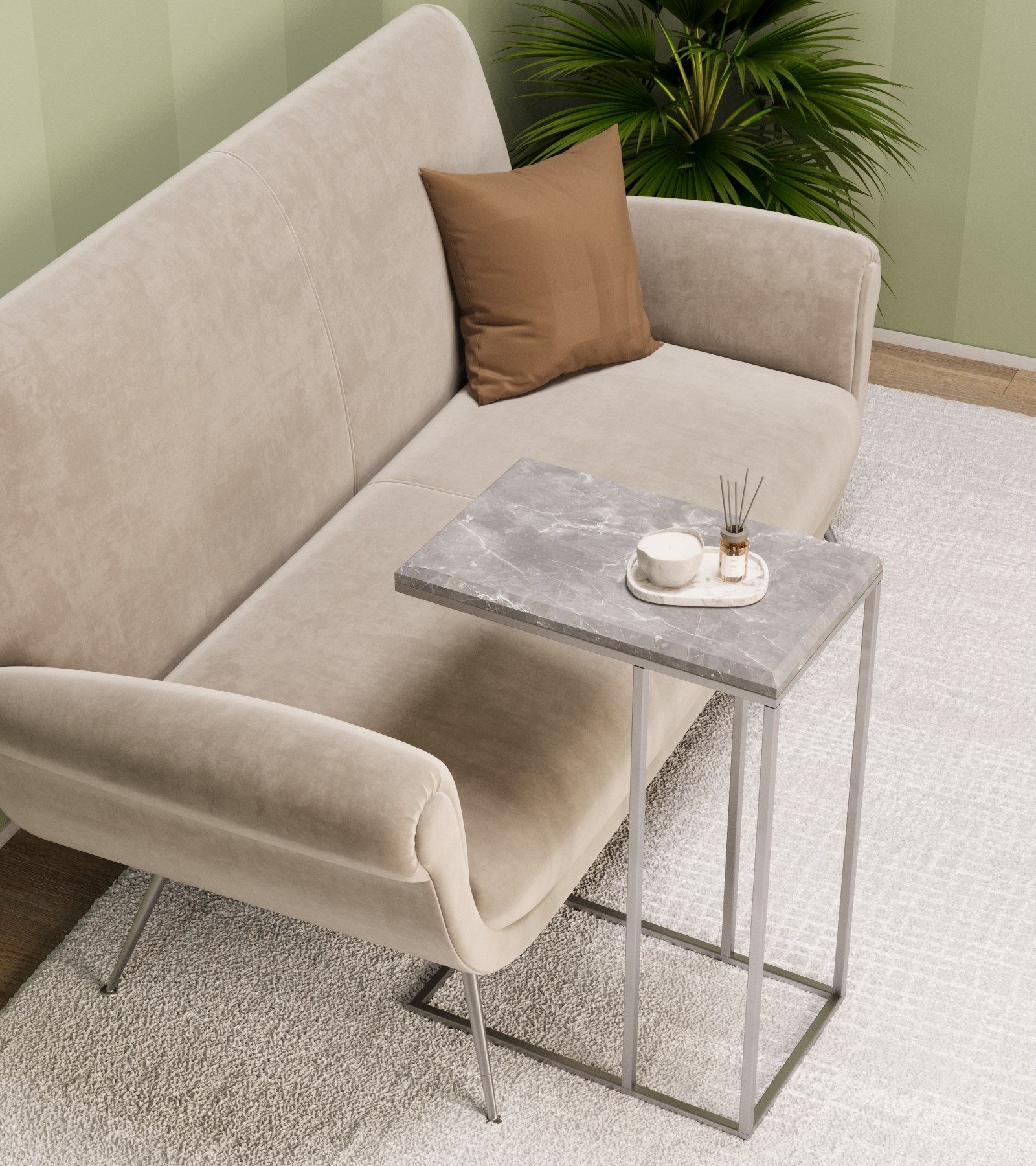 Стол придиванный КАЛИФОРНИЯ МЕБЕЛЬ Агами серый мрамор - фото 6