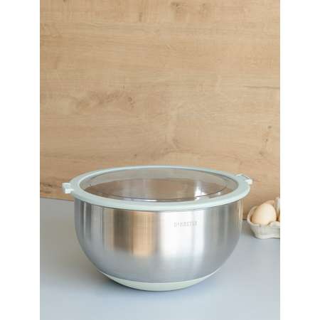 Миска DeNASTIA с прозрачной крышкой 5 л нерж.сталь ментол A000342