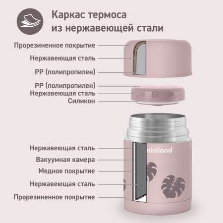Термос Miniland для еды Terra Thermos с широким горлом бежевый 600 мл