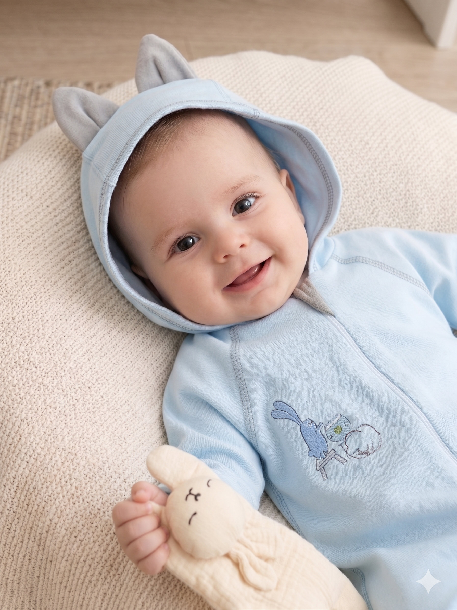 Изображение товара Комбинезон для малышей ТРИЯ 50 хлопковый с принтом зайкиных историй