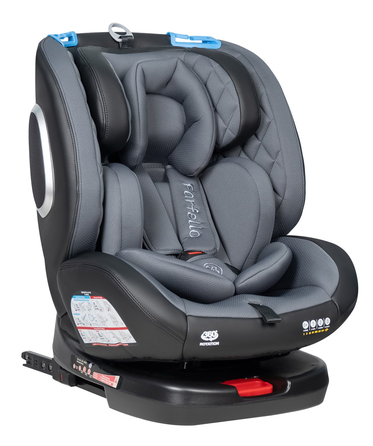 Автокресло Farfello YB102A Isofix 0+/1/2/3 (0-36 кг) серый - фото 14