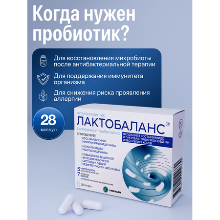 Мультипробиотик Лактобаланс 28 капсул