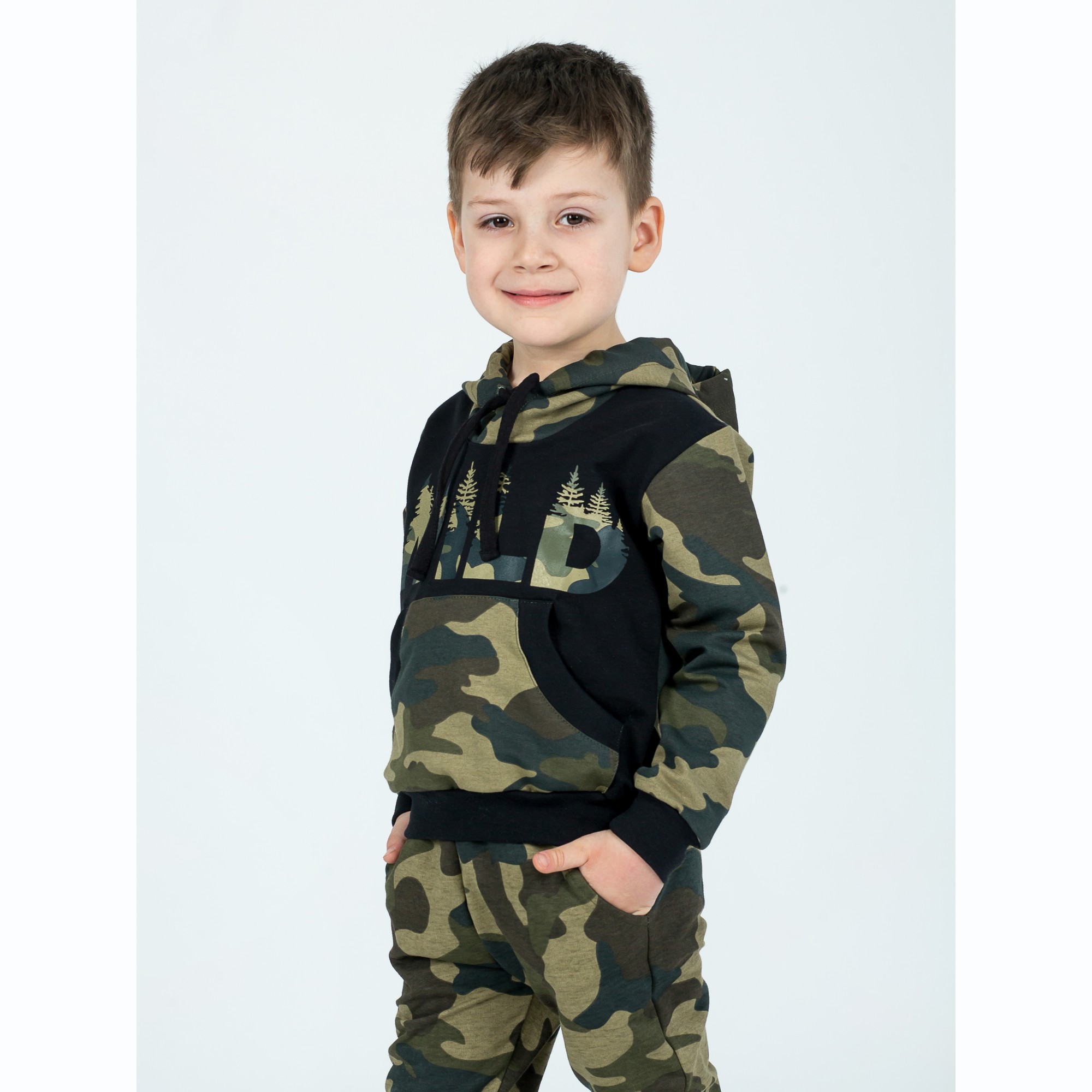 Костюм спортивный KiMMi Baby КБ-1308747 хаки черный лес - фото 13