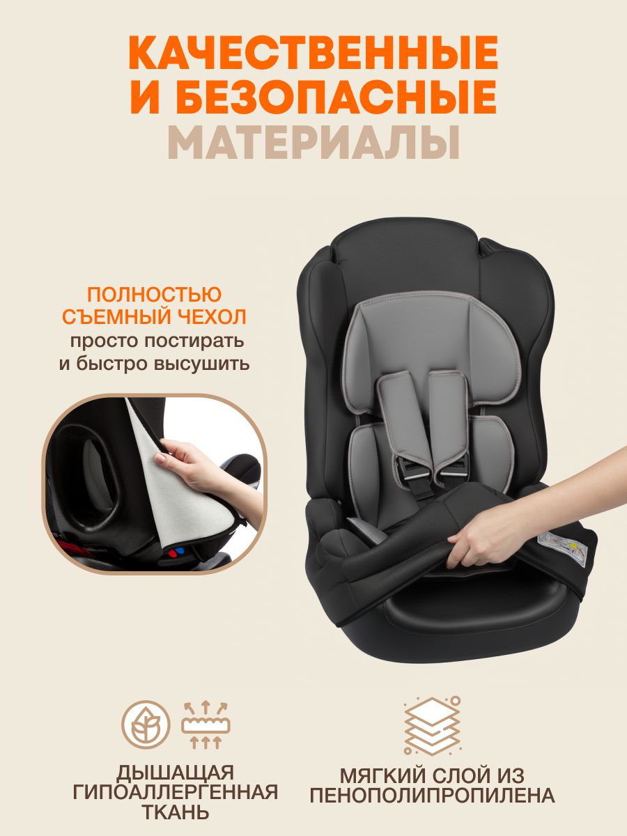 Автокресло ZLATEK Atlantic lux 1/2/3 (9-36 кг) серый - фото 8