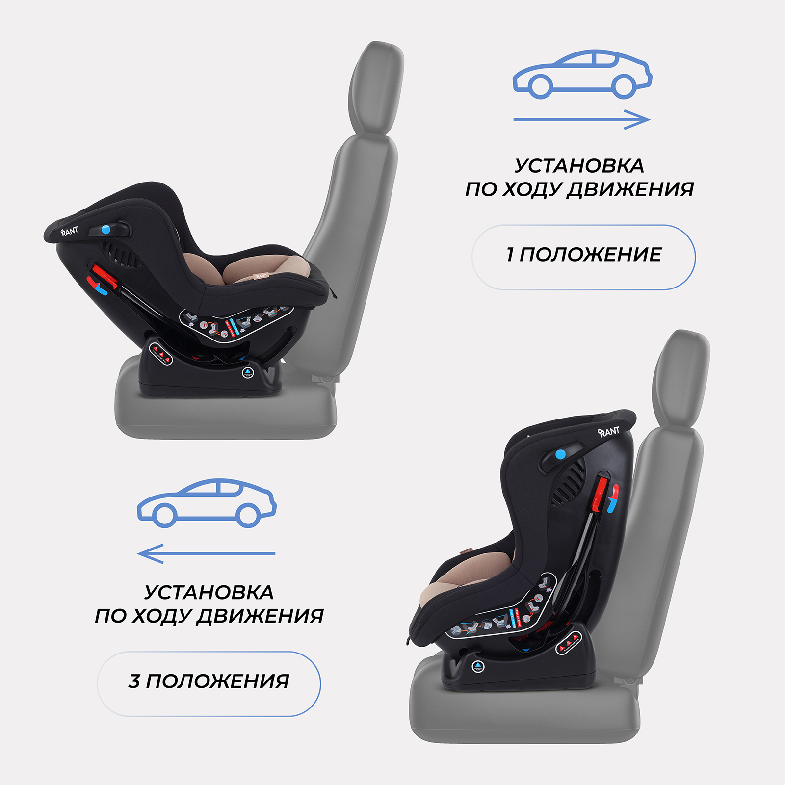 Автокресло Rant LB-777 Pilot 0+/1 (0-18 кг) бежевый - фото 3