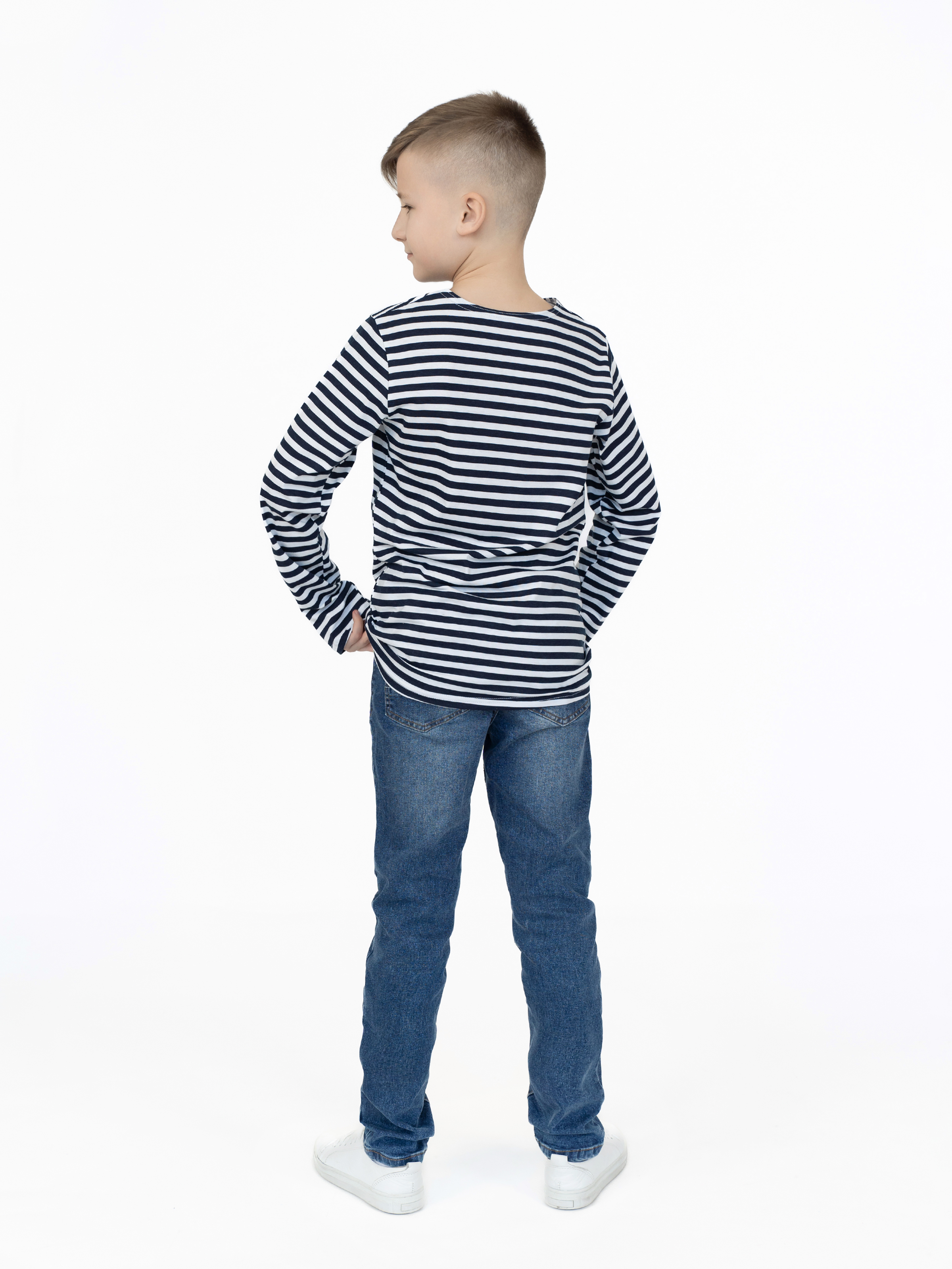 Лонгслив Утенок 516 темно-синий полоска - фото 38