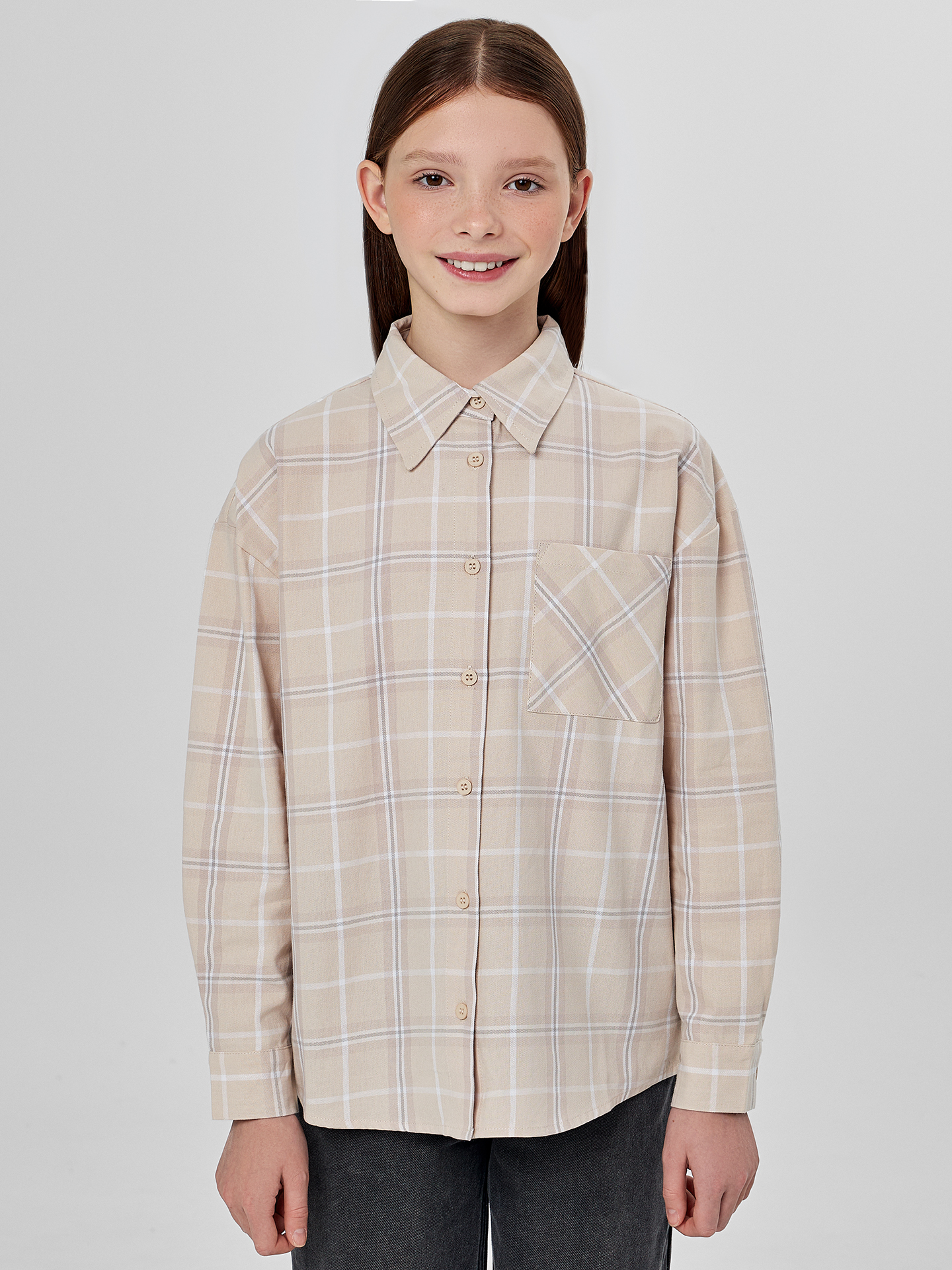 Рубашка Mark Formelle (Марк Формэль) 127981/бежевая клетка - фото 1