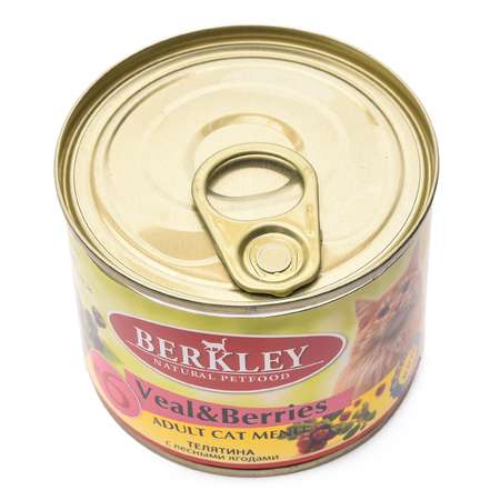 Корм влажный для кошек Berkley 200г №6 телятина с лесными ягодами консервированный