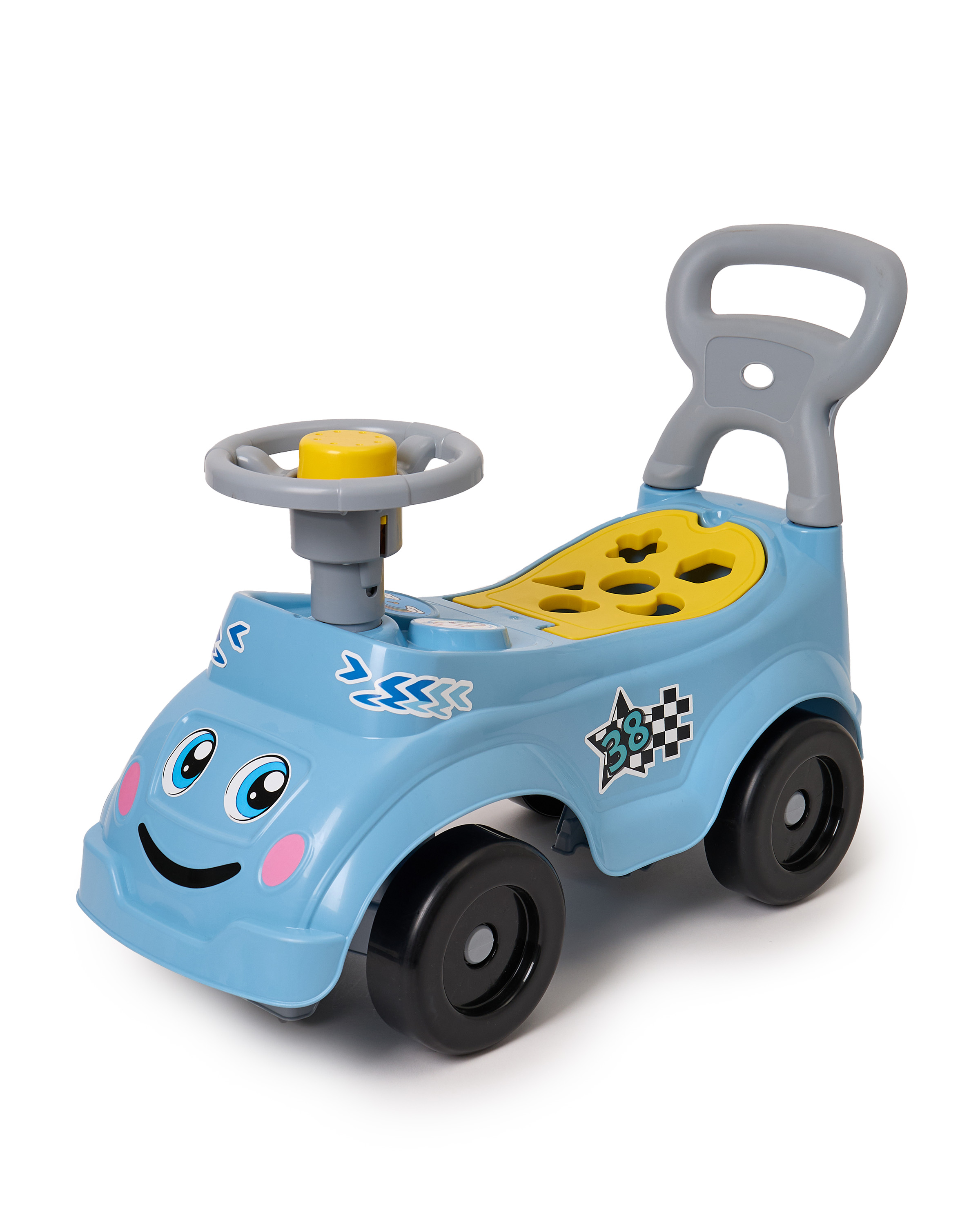 Каталка Zebratoys Моя первая с ручкой голубой - фото 1