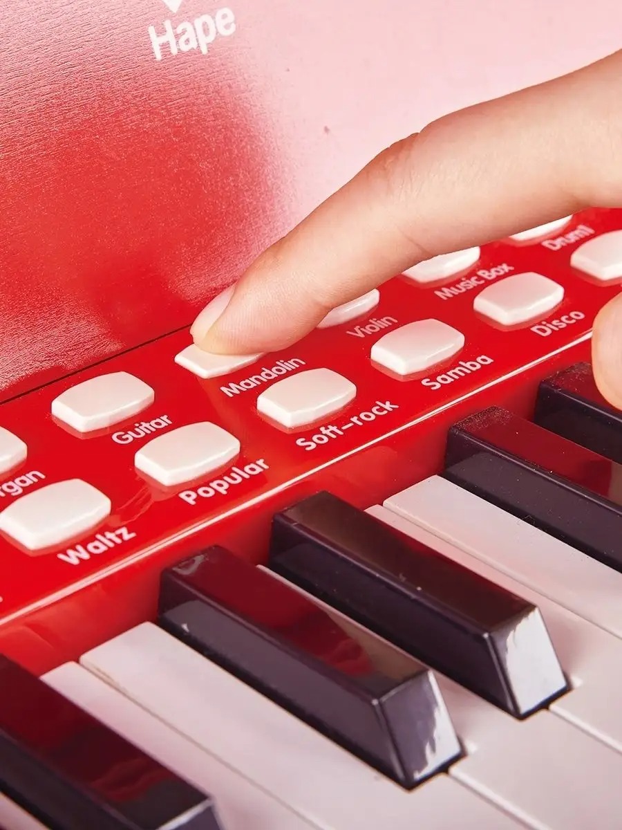 Игрушка музыкальная Hape Пианино красный с табуреткой пианино - фото 15
