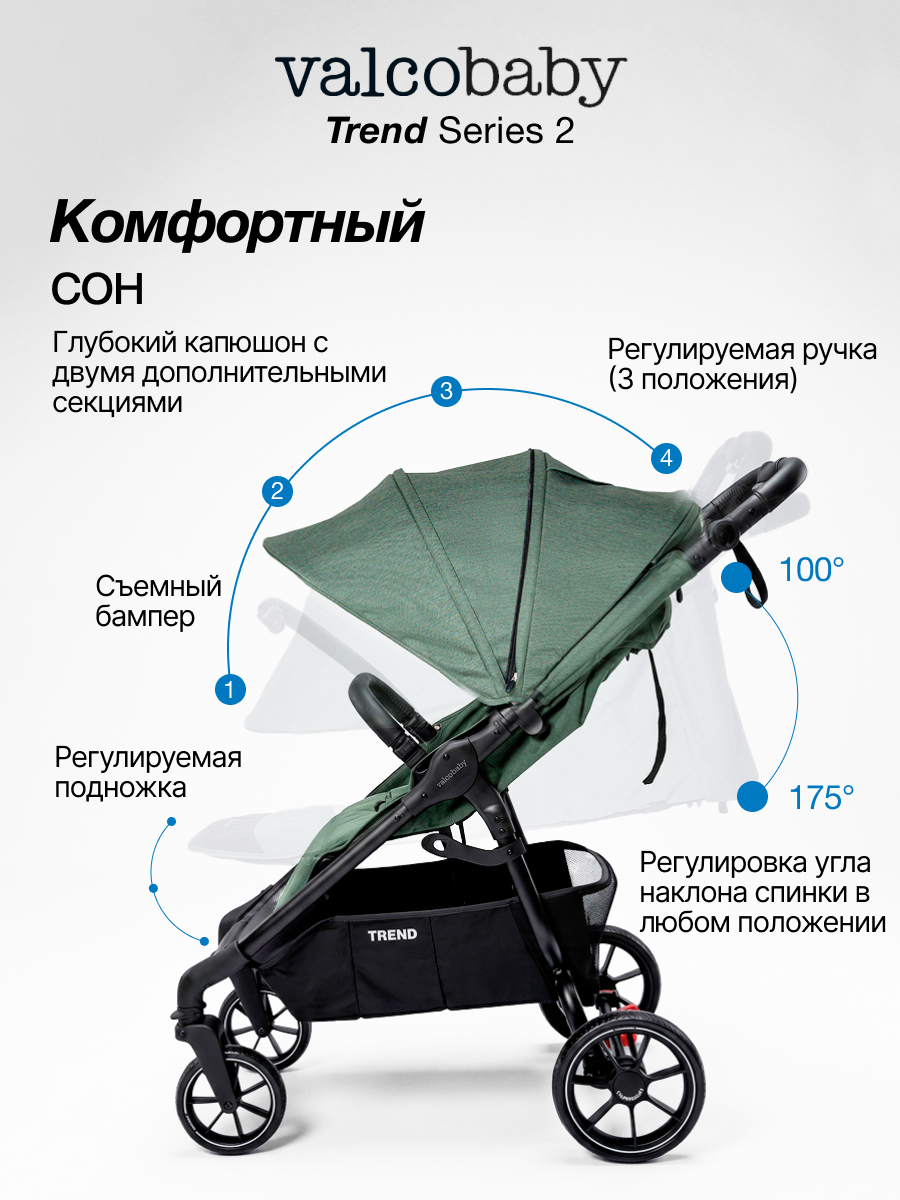 Коляска прогулочная Valco baby Trend серия 2 зеленый - фото 6