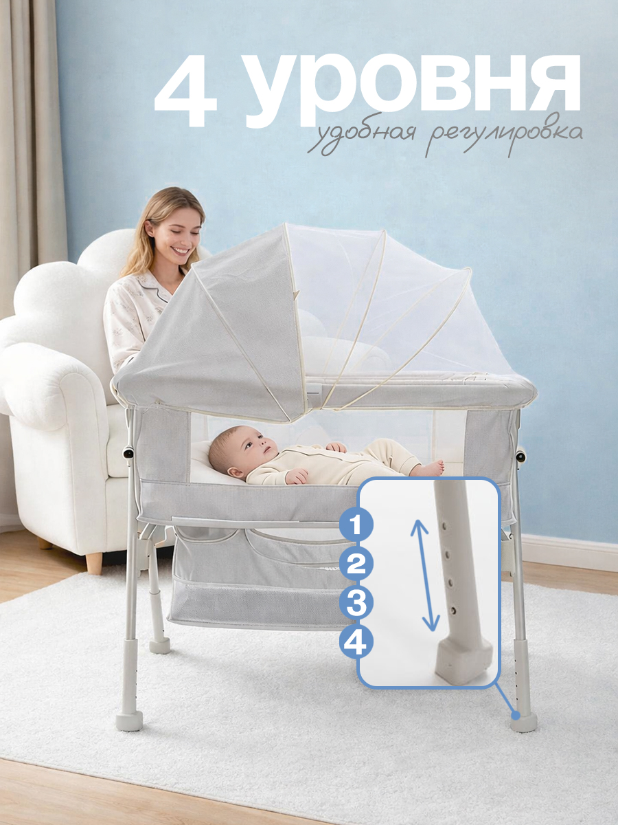 Детская кроватка CINLANKIDS, без маятника (серый) - фото 4