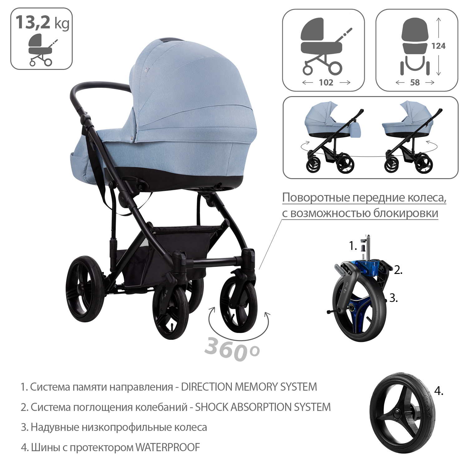 Коляска 2в1 Bebetto Magnum Lux - фото 4