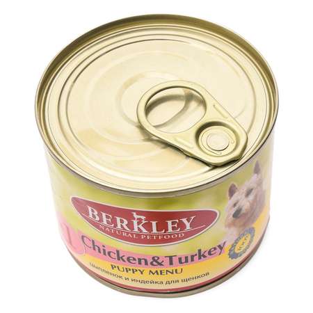 Корм для щенков Berkley 200г №1 цыпленок с индейкой консервированный