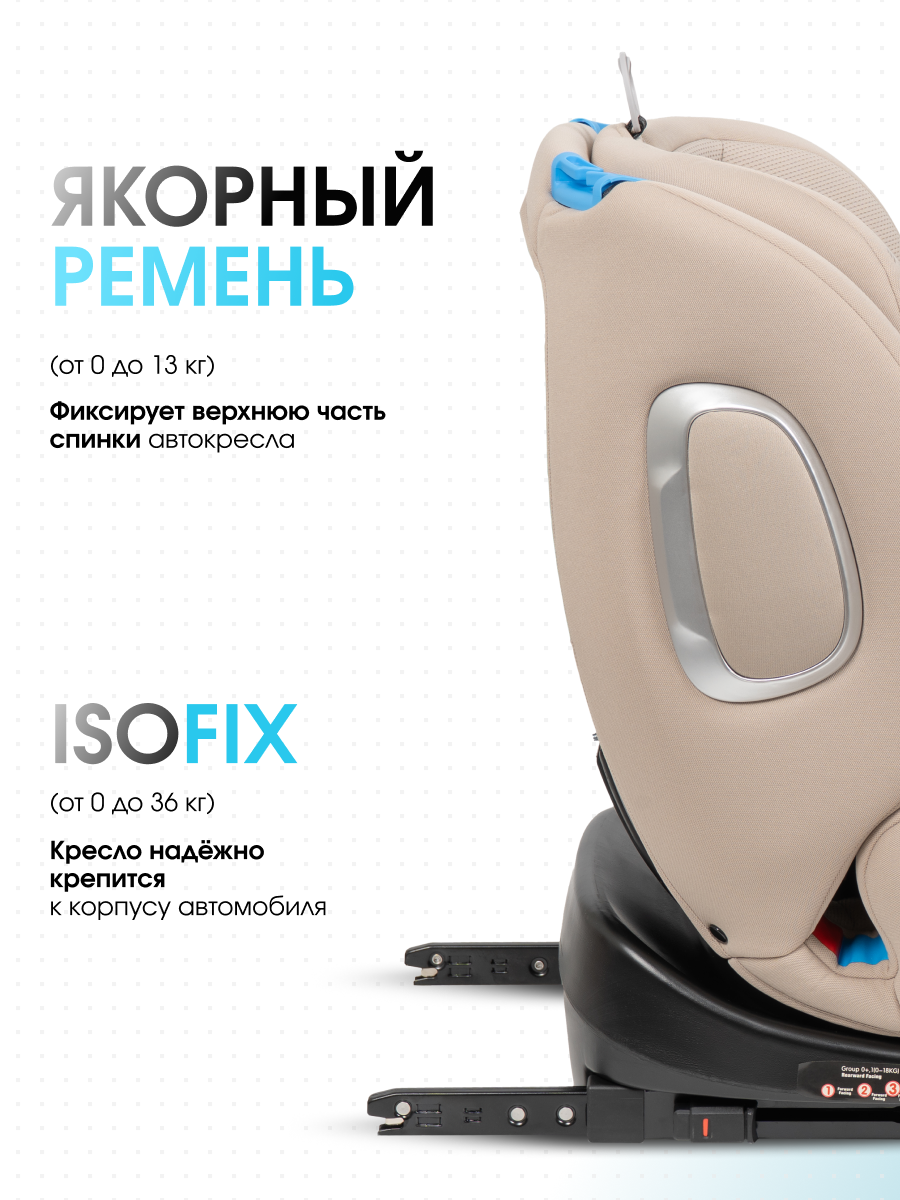 Автокресло Farfello YB102A Isofix 0+/1/2/3 (0-36 кг) бежевый - фото 5