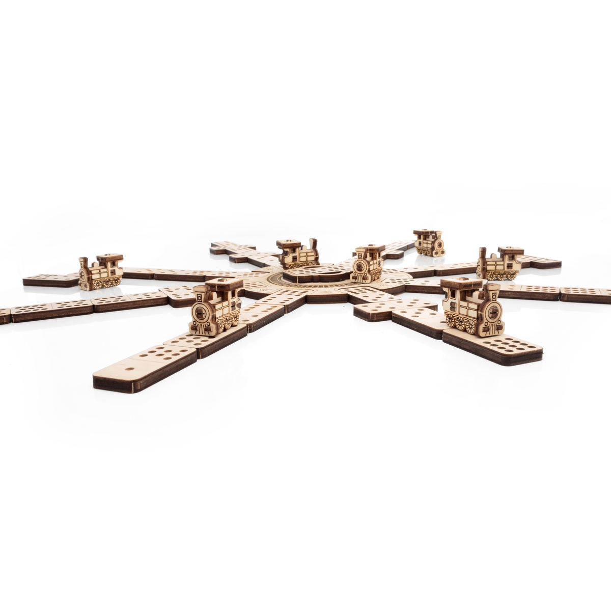 Конструктор Eco Wood Art Домино Мексиканский поезд деревянный - фото 8