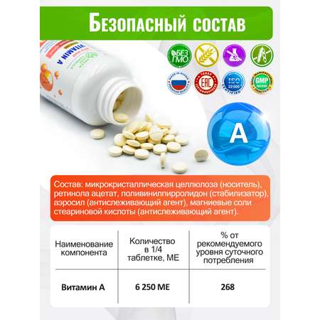 Витамин А 25000 МЕ Green Leaf Formula для глаз и зрения ретинол витамины для кожи