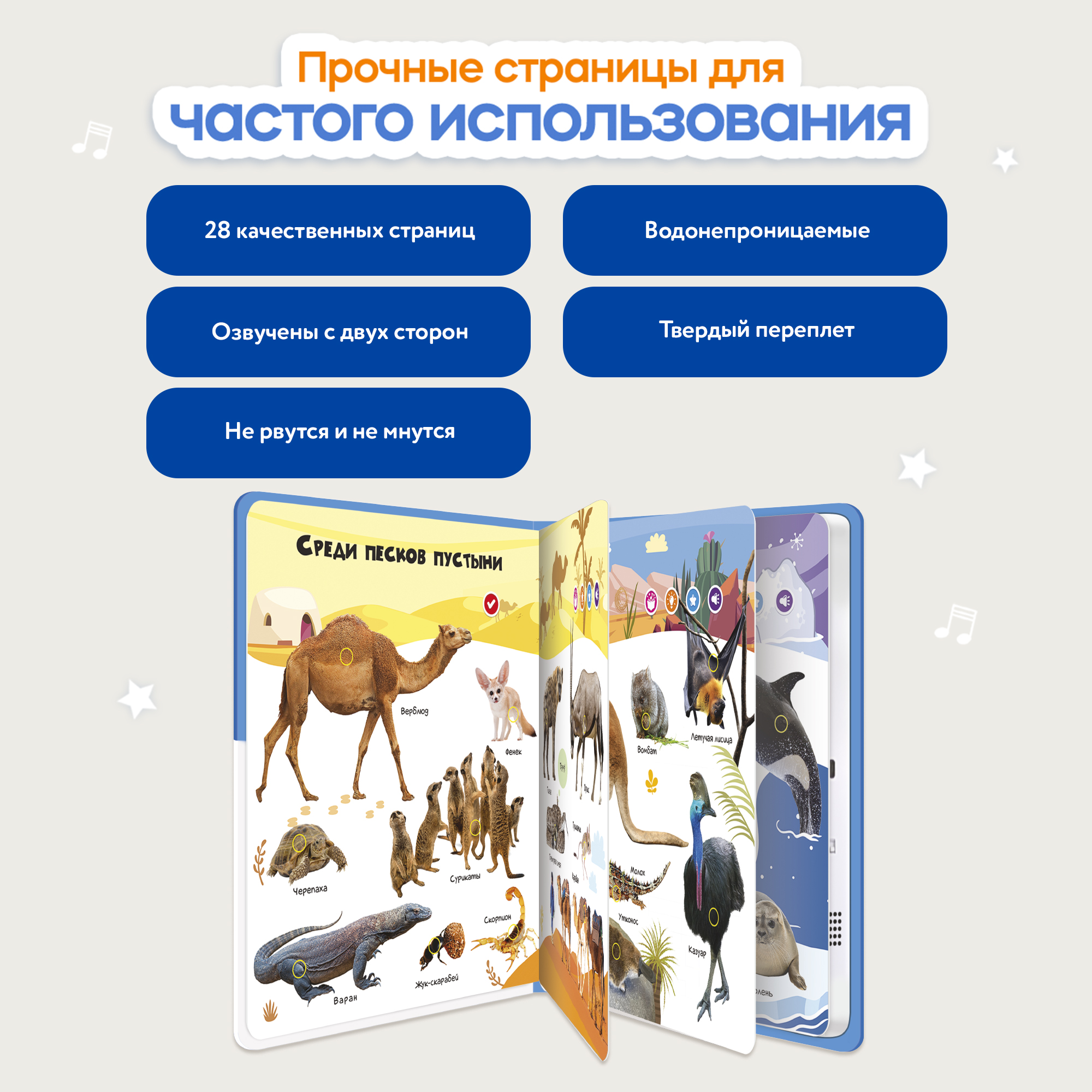 Говорящая книжка BertToys большая нажималка животные - фото 12