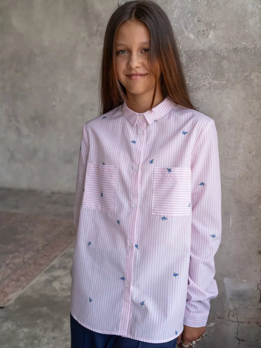 Рубашка TForma MD8188_розовая_полоска - фото 10