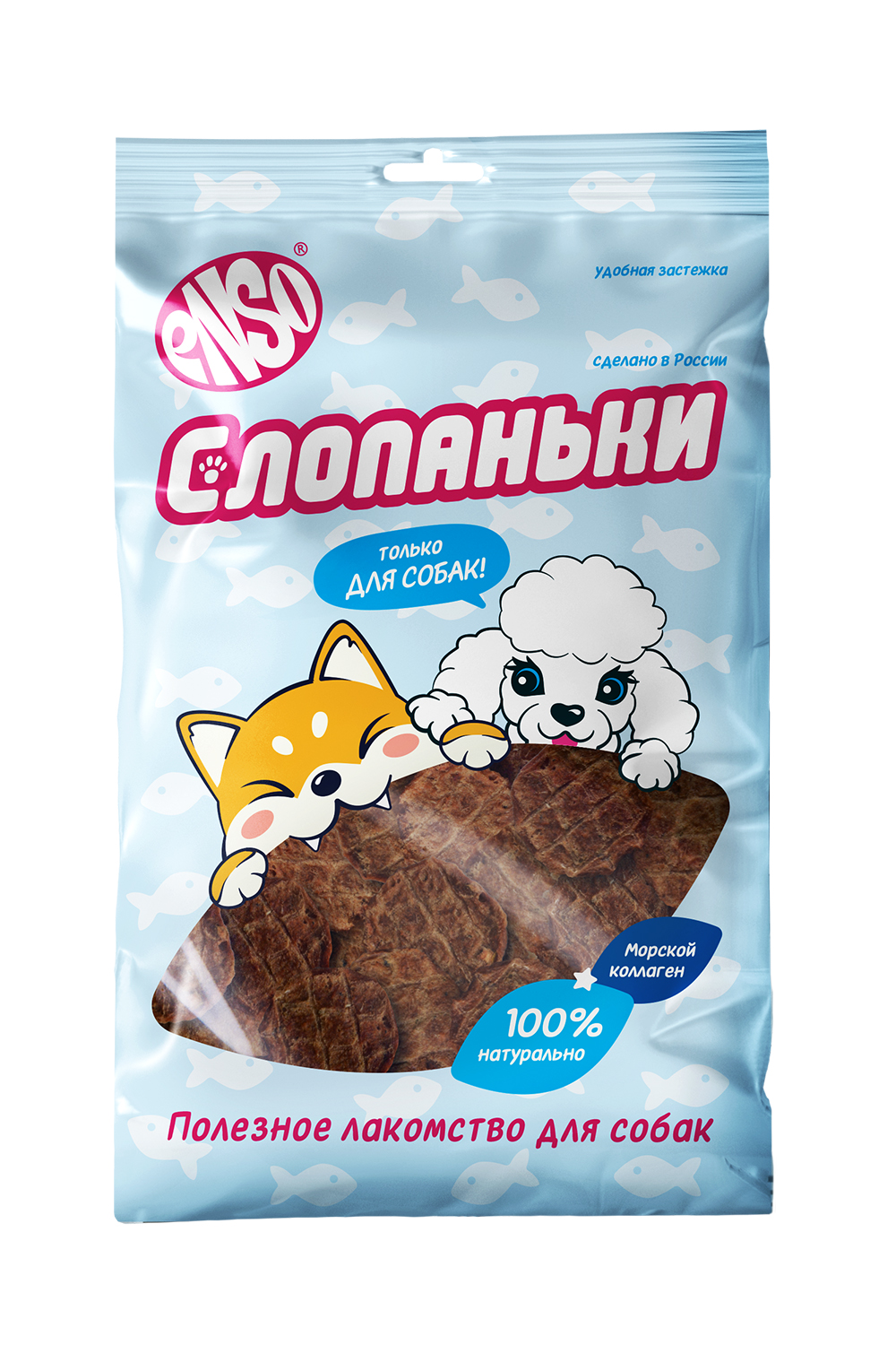 Лакомство для собак ENSO Слопаньки чипсы из лосося с яблоком размер M 40г - фото 1