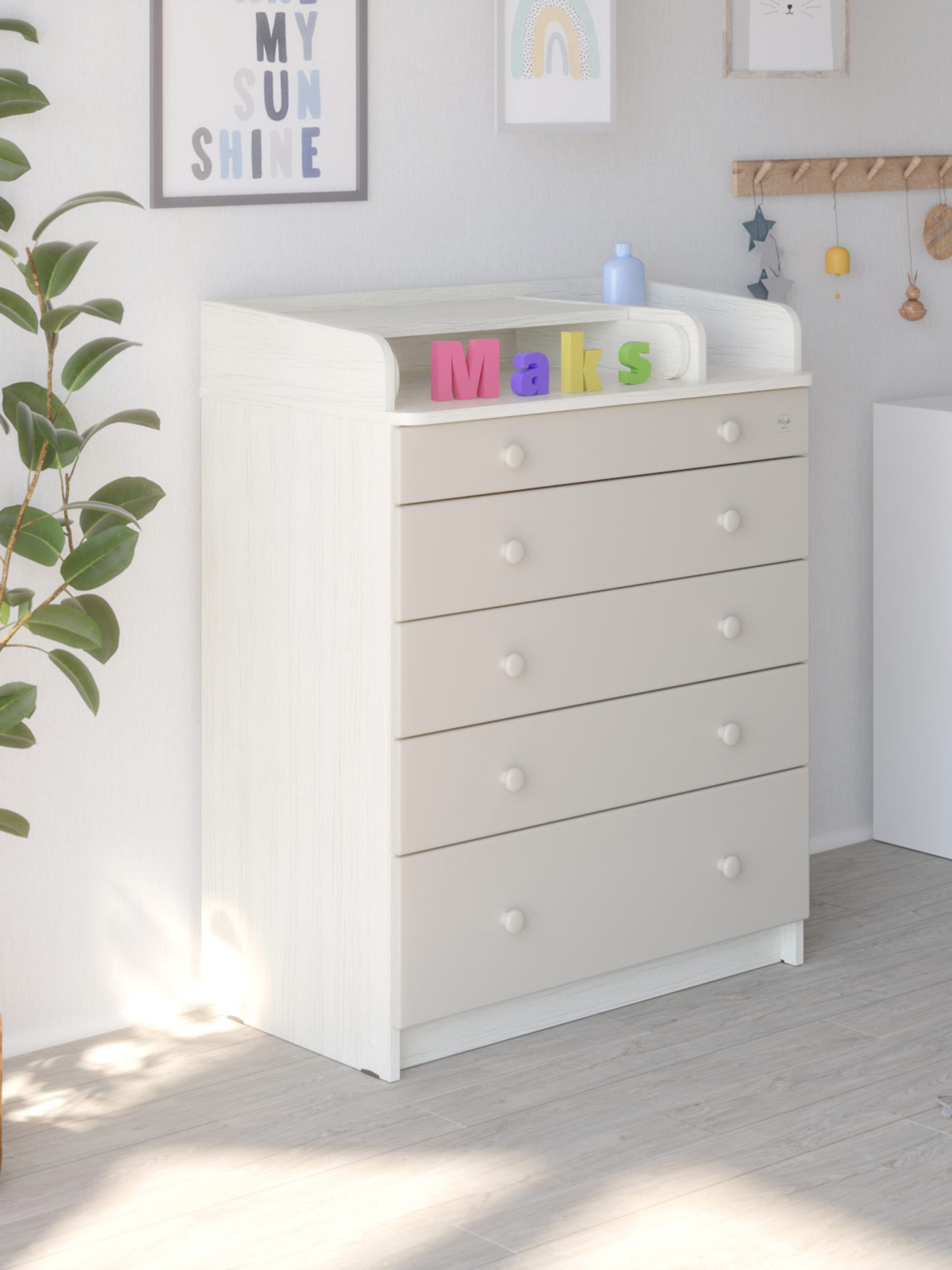 Комод пеленальный Aton Maks древесина белая серый - фото 9