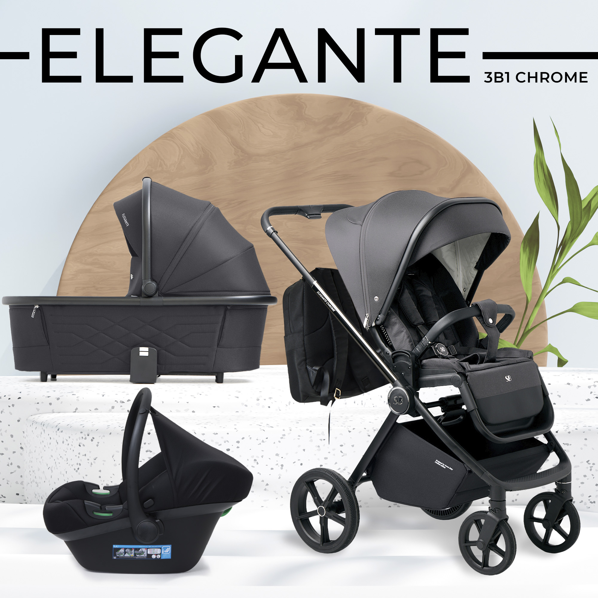 Коляска 3в1 Sweet Baby Elegante Chrome Grey - фото 1