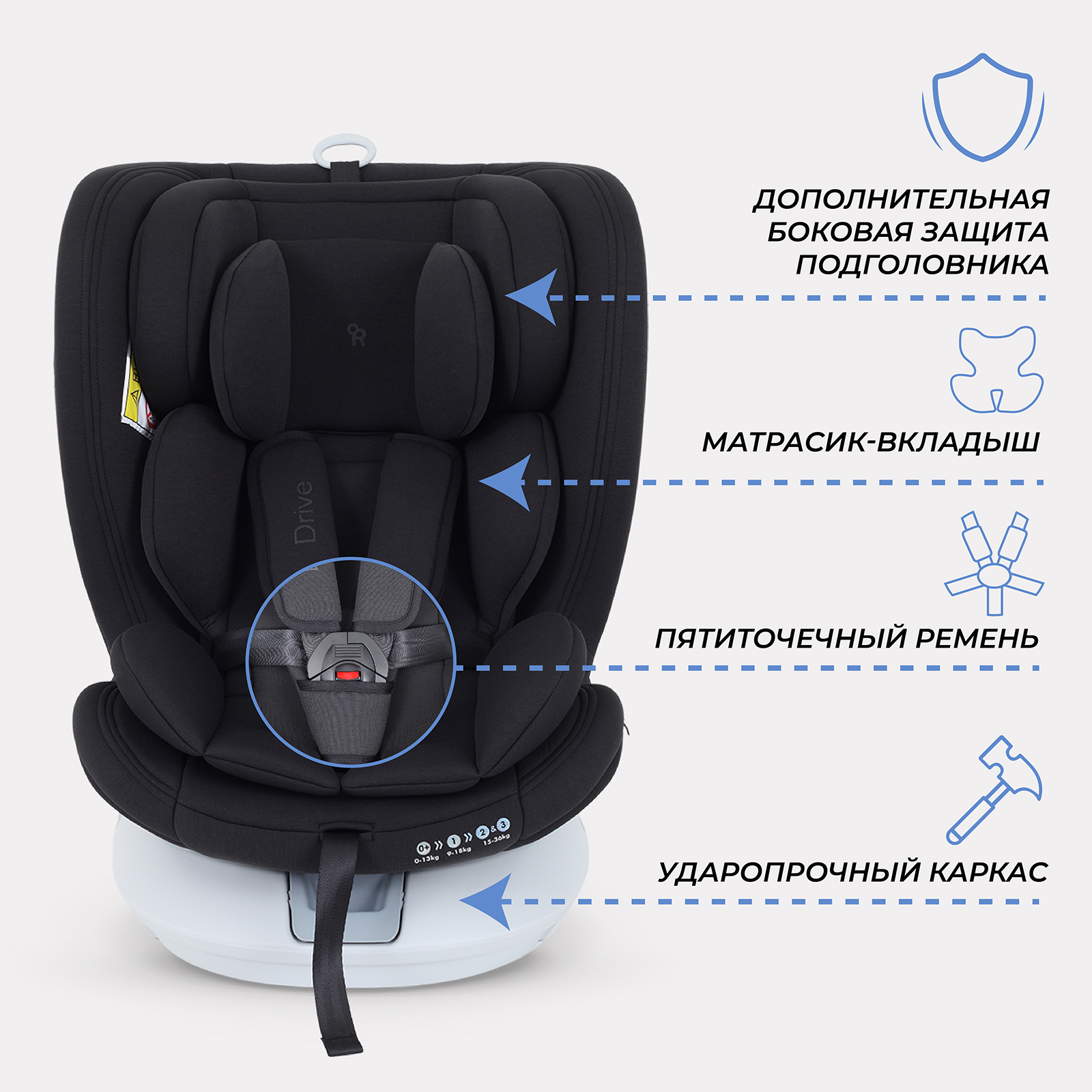 Автокресло Rant Drive Isofix 0+/1/2/3 (0-36 кг) черный - фото 6