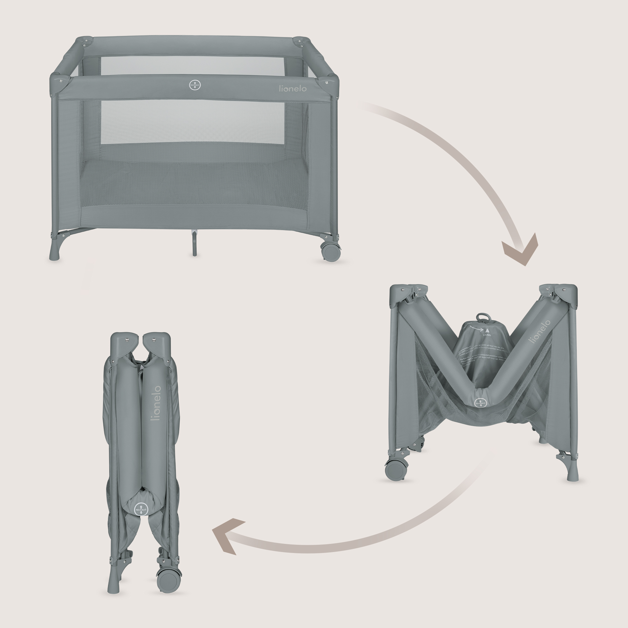 Манеж кровать Lionelo серый LO-AMELIE GREY CONCRETE - фото 3