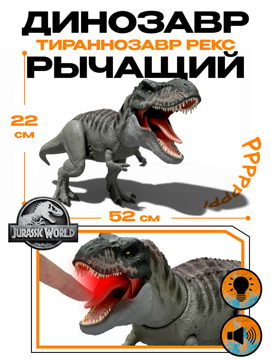 Фигурка Jurassic World JCH02 рычащий Тираннозавр Рекс - фото 1