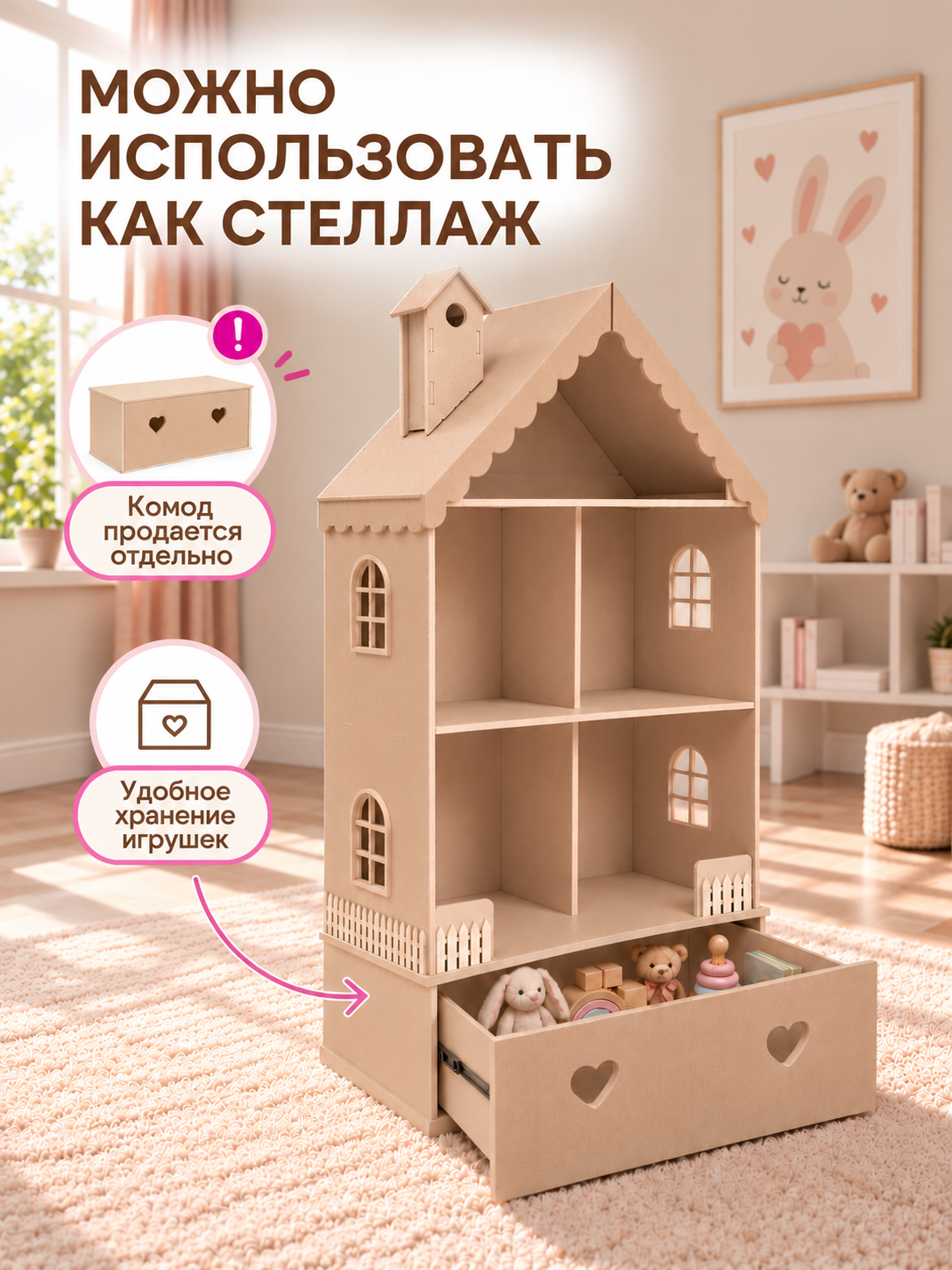 Домик для кукол Pema kids 000055 Вероника без окраш. - фото 3
