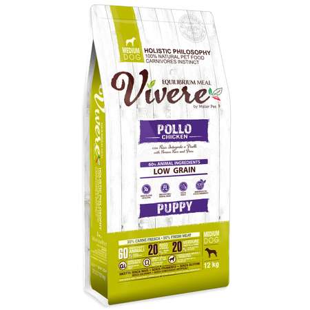 Корм для щенков Vivere средних пород курица 12кг