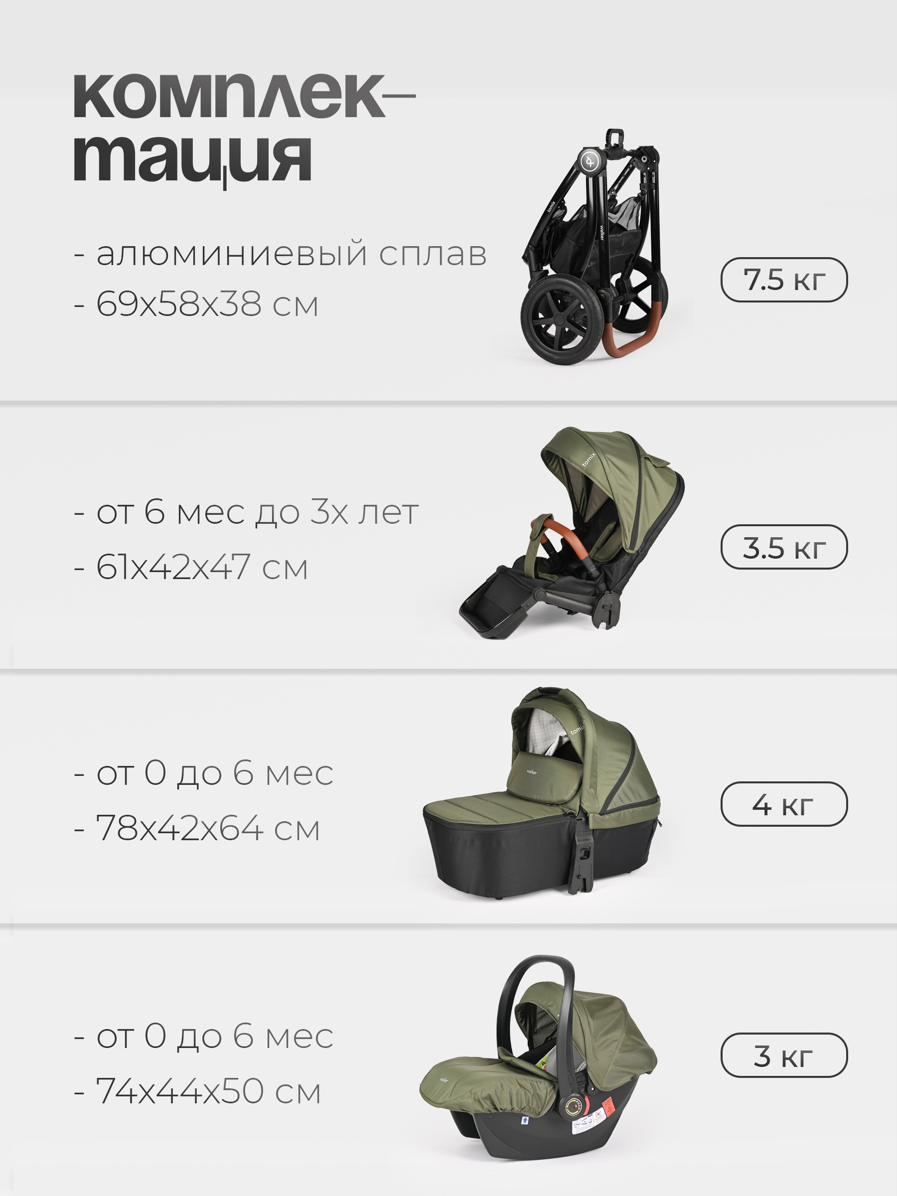 Коляска 3в1 Tomix Walker lux - фото 22