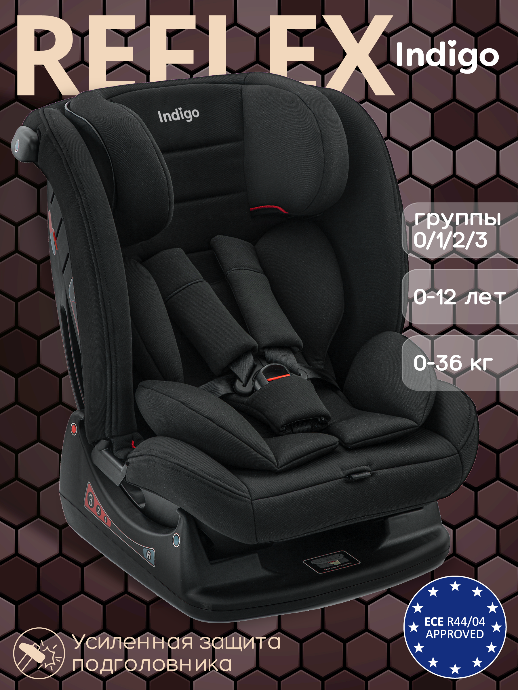 Автокресло Indigo Reflex 0+/1/2/3 (0-36 кг) черный - фото 2