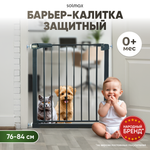 Барьер защитный Solmax калитка детская для проемов и лестниц ворота безопасности черная 76-84 см