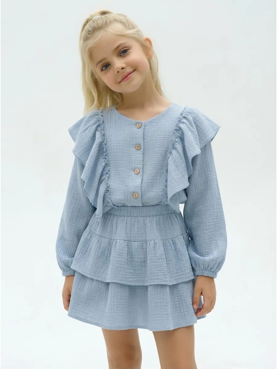 Костюм Leli dress костюм_муслин_с_юбкой_голубой - фото 3