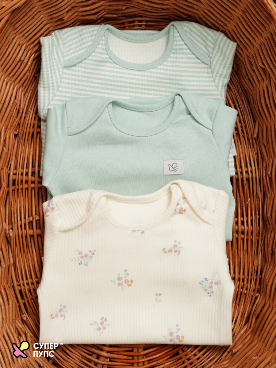 Боди 3 шт Супер Пупс нбр/3пр/бд/коррук/полоска/цветы - фото 19