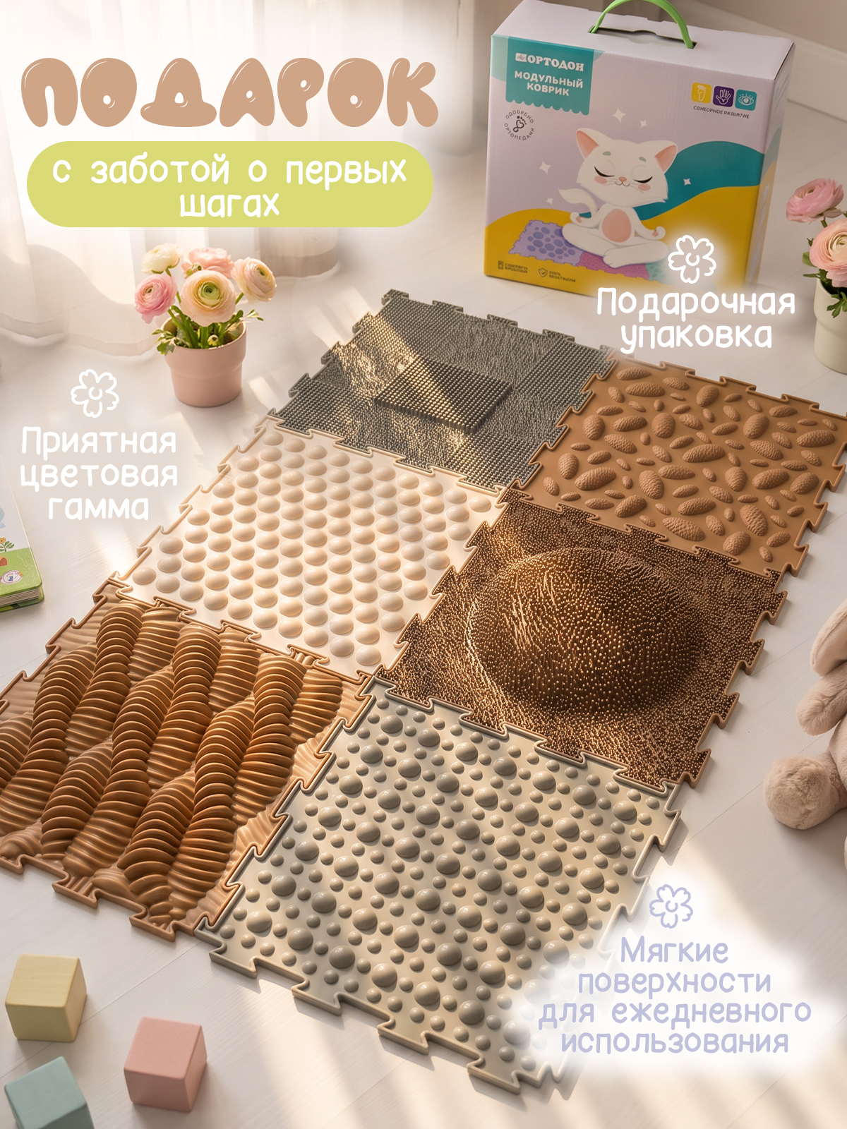 Коврик-пазл Ортодон массажный развивающий детский 26 x 150 см - фото 12
