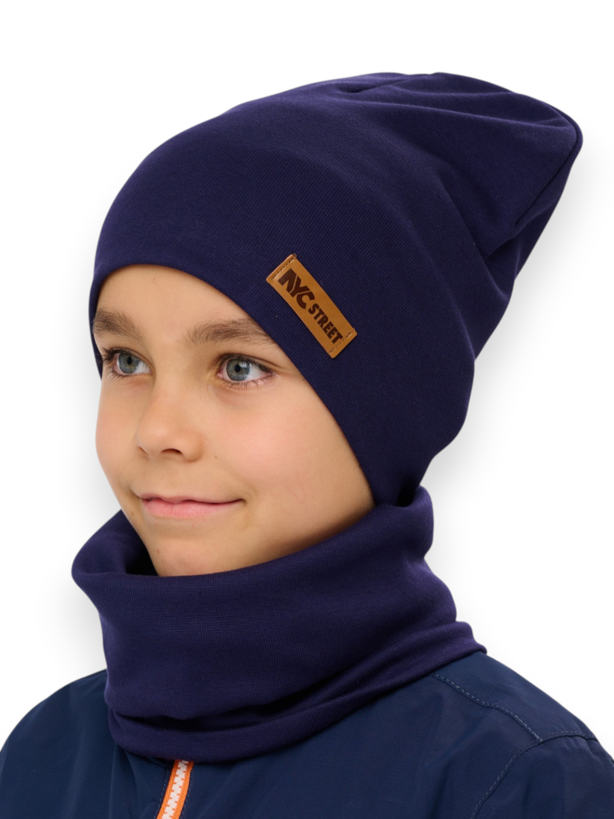 Шапка и снуд NYCkids NYC-H-37-plain-Dblue - фото 1