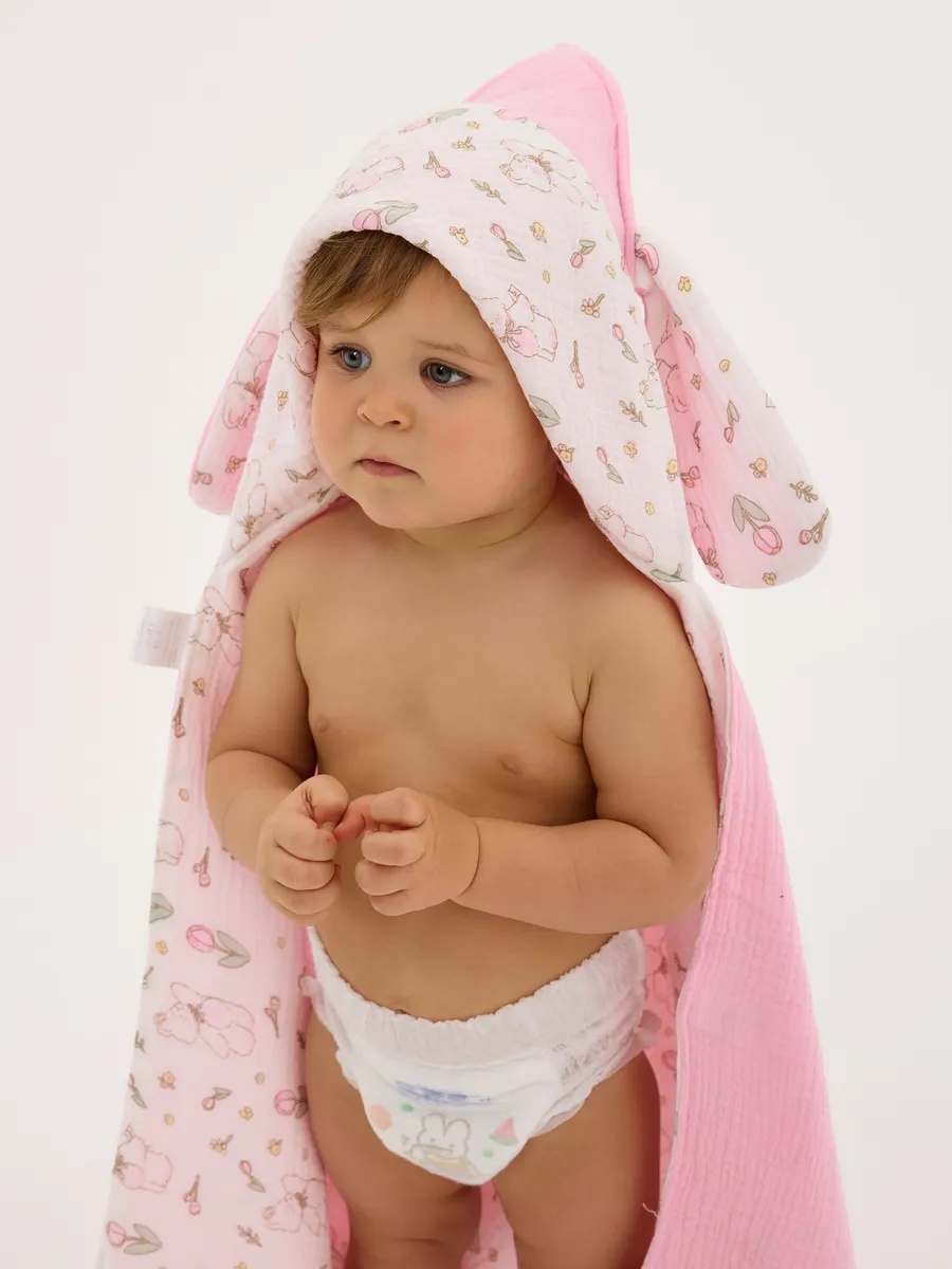 Полотенце Loo-Loo розовое с ушками 95 x 95 см 1 шт. - фото 4