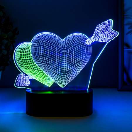 Светильник сенсорный Luazon «2 сердца» LED USB 90см от батареек 3xАА