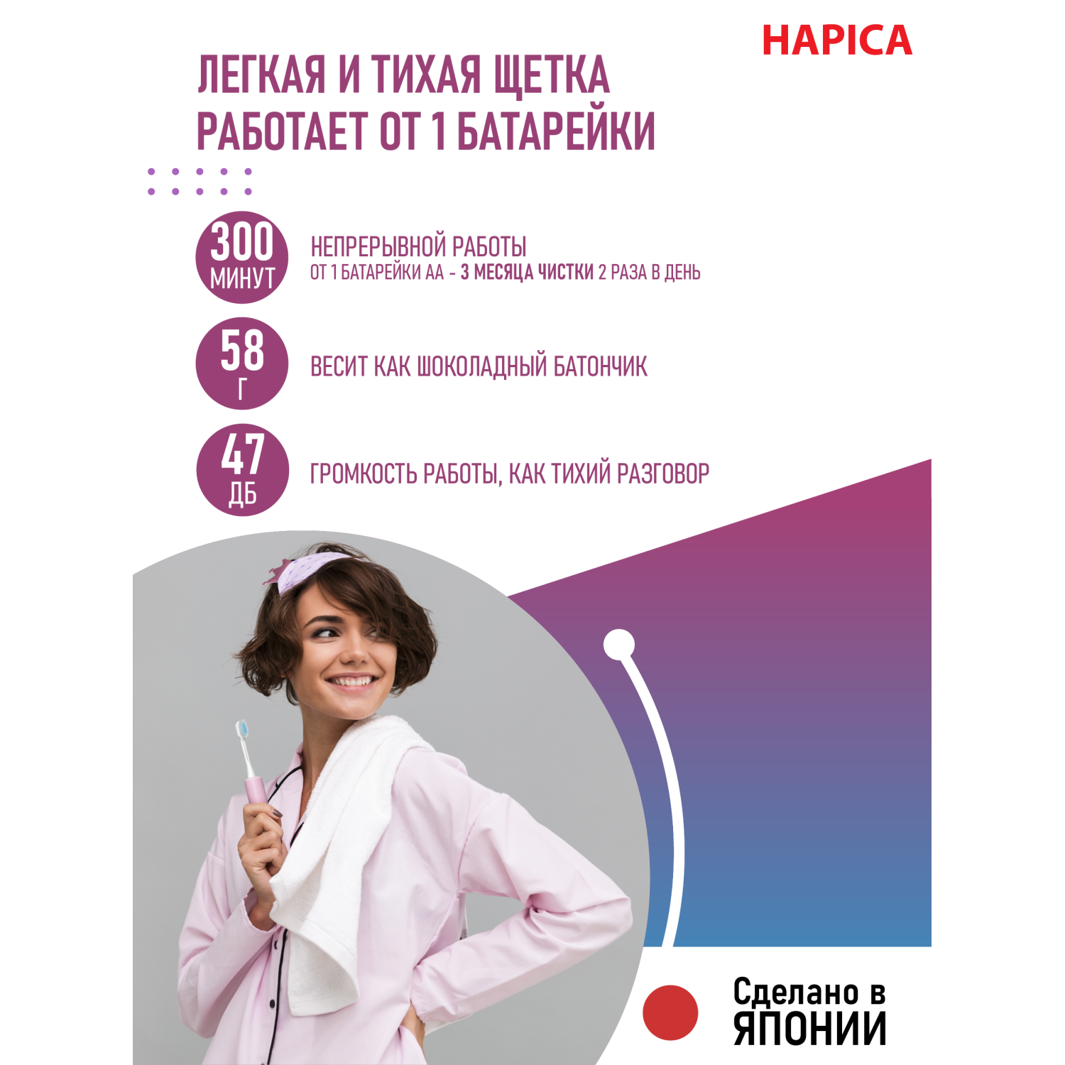 Зубная щетка электрическая Hapica от 10 лет - фото 6