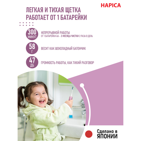 Зубная щетка электрическая Hapica от 3 лет