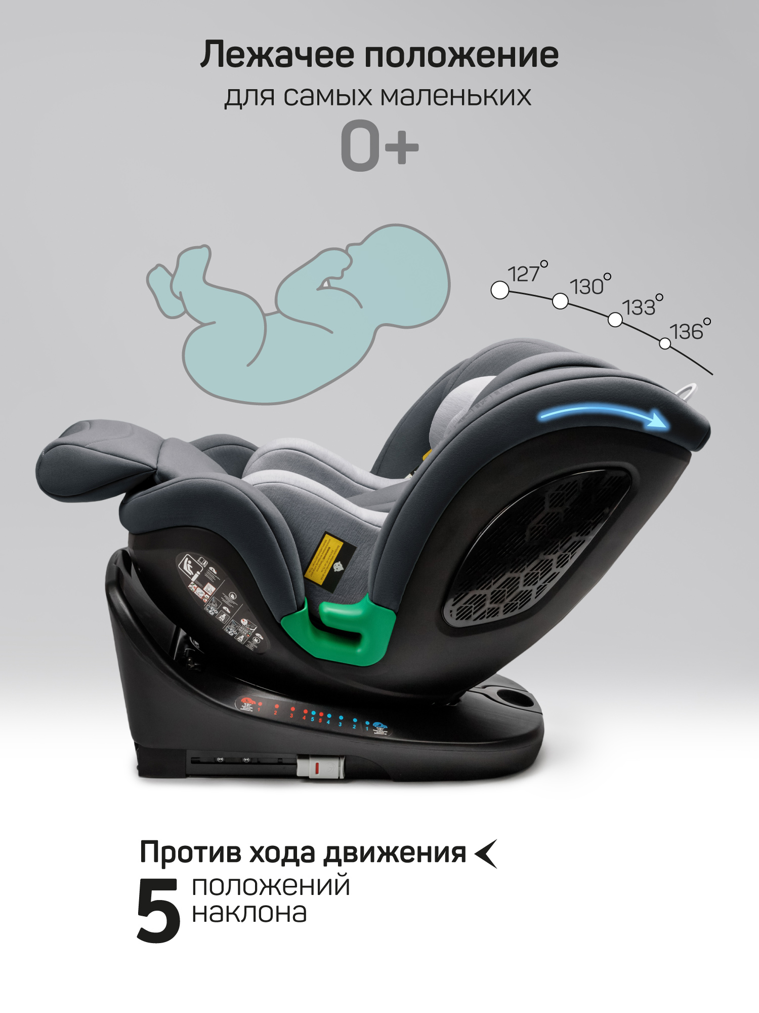 Автокресло Amarobaby Triumph Isofix 0+/1/2/3 (0-36 кг) серый - фото 7