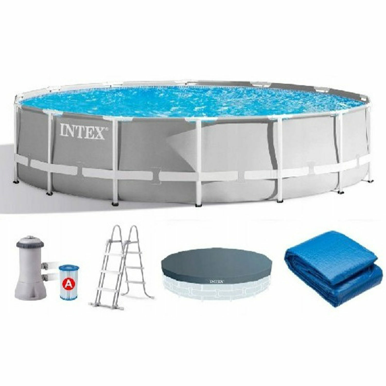 Бассейн каркасный Intex круглый с лестницей настилом тентом и фильтр-насосом 457х107см от 6 лет - фото 3