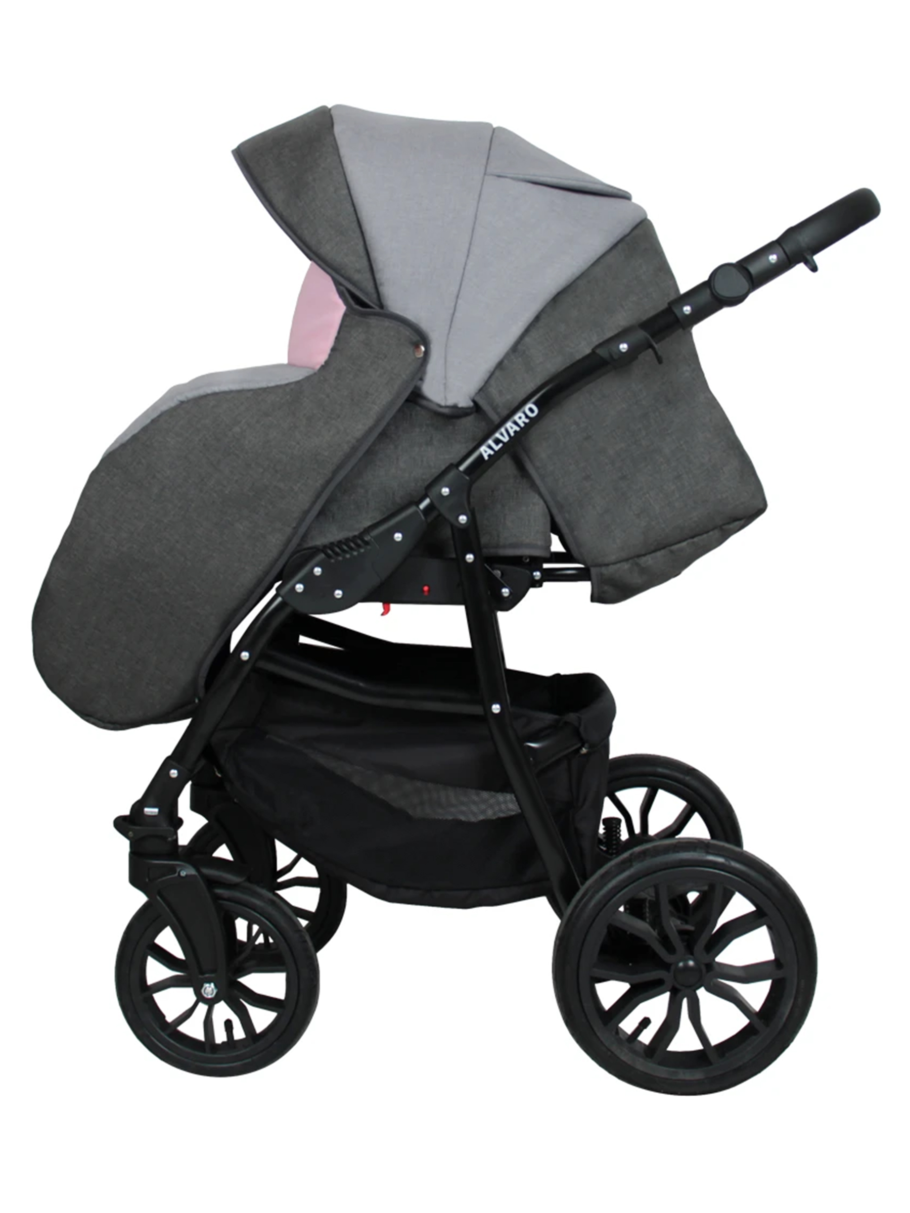 Коляска 2в1 alis Alvaro 03 серый-розовый - фото 5